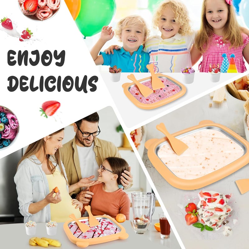 Windspeed 1+12P Rolled Ice Cream Maker Machine, Instant Ice Cream Maker Tray Instant Cold Plate for Making Homemade Rolled Slushies and Frozen Yogurt with 2P Scraper 10P Scoop - Image 4